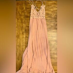 Free People Adella maxi dress in mauve, size small